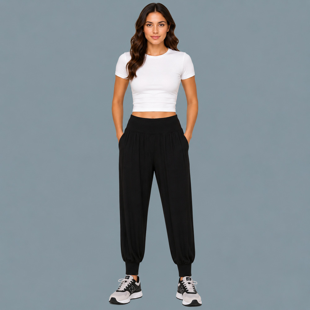 Theory Size Large L Black Rib Jogger Silky Knit Pull On Lounge Casual Pants